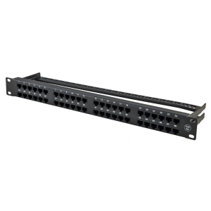 UTP 1U Cat.6A Patch Panel 48 Port With Back Bar 110 or Dual Use IDC