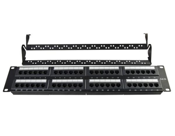 one UTP Cat.5e Patch Panel 48 Port Dual Use IDC With Back Bar